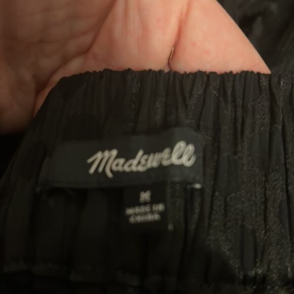 Madewell Drapey Jacquard polka dot Huston Pull-On Crop Pants sz M black - Picture 2 of 5